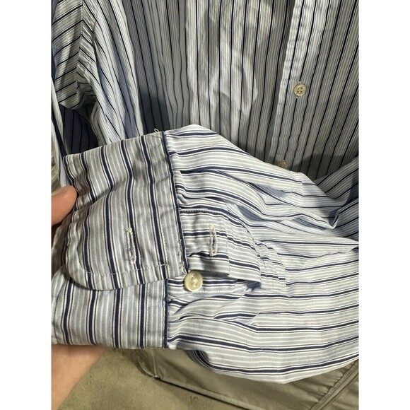 Polo Ralph Lauren Shirt Mens XL Blue Striped Classic Fit Button Down Pony Cotton - Picture 4 of 8
